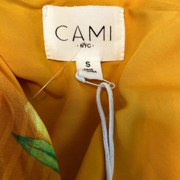 Cami NYC The Lenore Silk Bodysuit One Shoulder Long Sleeve Yellow Citrus S NWT - Picture 4 of 5